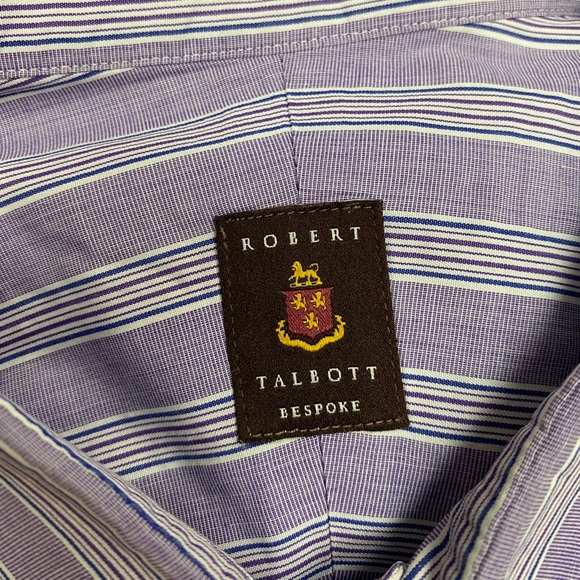 Robert Talbott Purple & Navy Stripe Shirt 17.5 - Picture 3 of 5